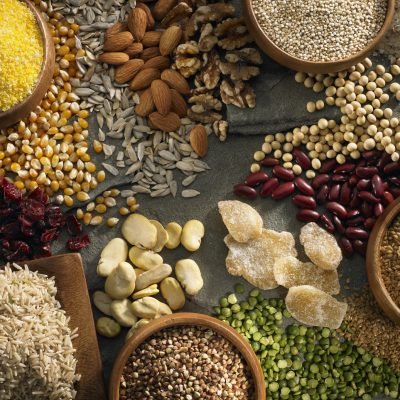 Assorted-grains-nuts-beans-iStock_000019335226
